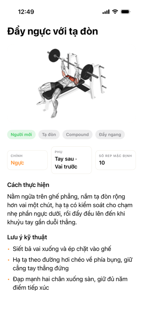 Thư viện bài tập với ảnh động hướng dẫn